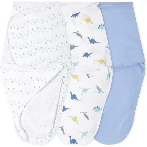 aden + anais™ Essentials Wrap Swaddles 1.0 TOG 4-6 Months 3 Pack Dino-Rama