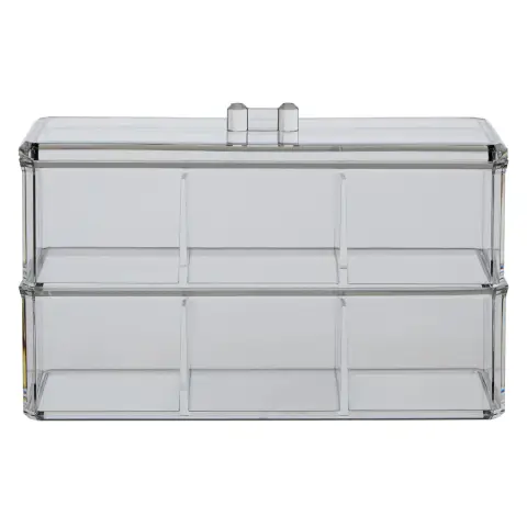 Romm Six Compartment Clear Plastic Cosmetics Organiser