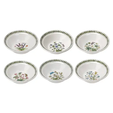Portmeirion Botanic Garden Set Of 6 Oatmeal/Cereal Bowls - Assoretd Designs