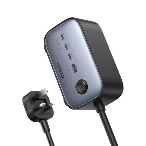 UGREEN Diginest USB C Power Strip 100W Laptop Charger Compatible with MacBook Pro/Air, iPad Pro, iPhone 16, Galaxy S24, 6-in-1 GaN Charger with 4 USB Slots, 2 Way Wall Plug Extender for Home, School, Office 