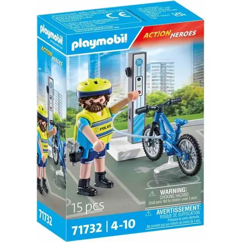 PLAYMOBIL 71732 Radfahrender Polizist mit Ladestation
