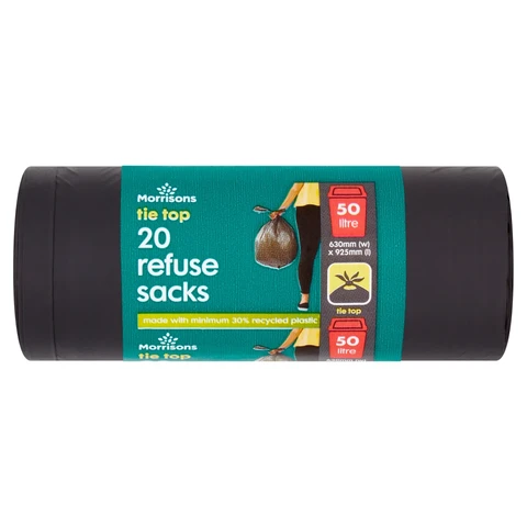 Morrisons 20 Tie Top Refuse Sacks