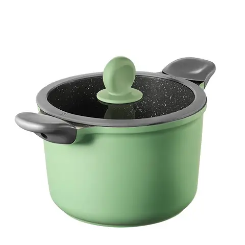 COOKER KING Marmite à soupe en pierre médicale pour cuisinière à induction antiadhésive, cuisinière à gaz, marmite universelle multifonction à double oreille, cocotte antiadhésive micro-pression 22 cm