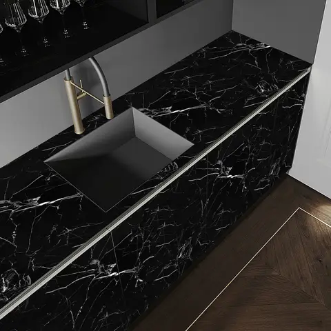 Murgall Black and White Veined Marble Peel and Stick Wallpaper 60x305cm 1 Roll