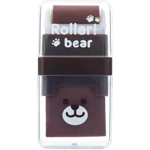 M&G Pencil Eraser with Clean-Up Roller and Cover, Cute Animal Rubber Eraser for Kids, Cartoon Eraser for School, Office, and Home Supplies, Brown Bear