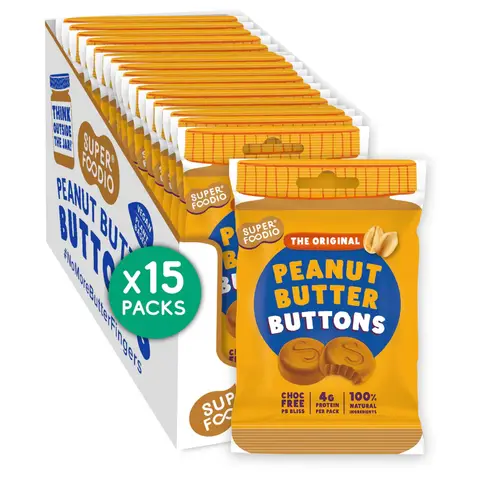 Superfoodio Original Peanut Butter Buttons 15 x 20g