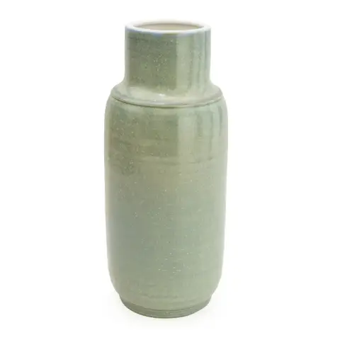 Candlelight Vase Bottle Neck Glazed Green H:29cm
