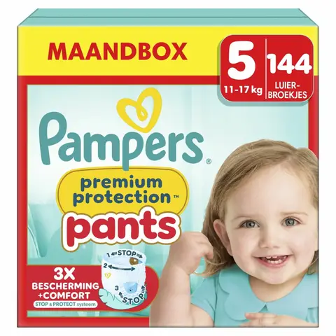 Pampers Premium Protection Pants Maat 5 – 144 Luierbroekjes (Maandbox)