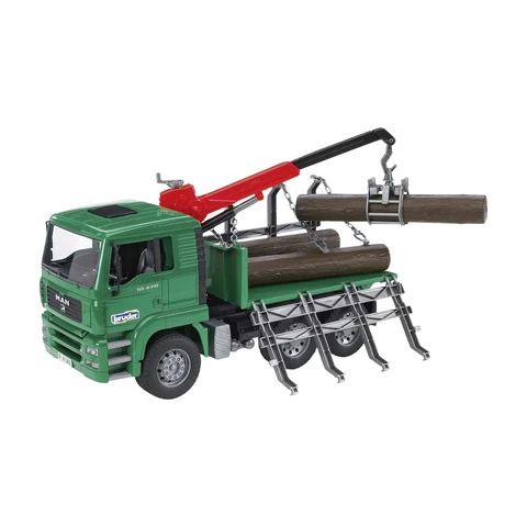 BRUDER 02769 - MAN Holztransport-LKW mit Ladekran Spielzeug, 1:16 Maßstab, inkl. 3 Baumstämme, für Kinder ab 4 Jahren
