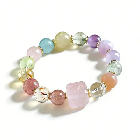 VoxorAIL8 [Love and Tenderness] Natural Rose Quartz Bracelet, a popular DIY original handmade bracelet with a high-end, fresh, sweet, and light luxury feel.