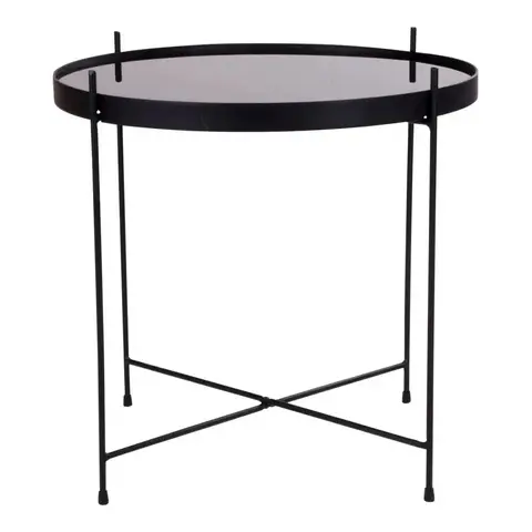 House Nordic Table basse, Noir, acier poudré, verre, Ø 48 x 48 cm