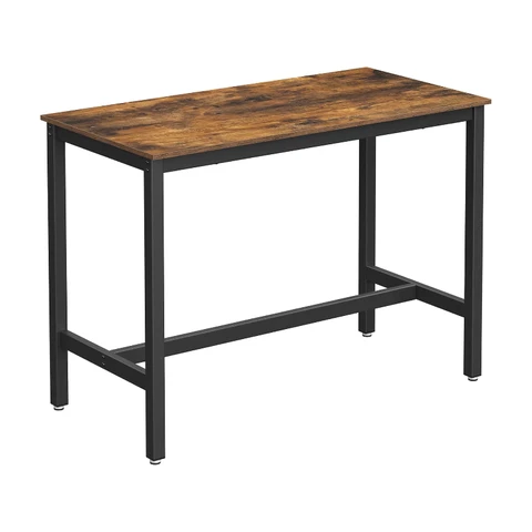 VASAGLE Bar-Tisch, Industrie-Küchentisch, Esstisch mit stabilem Metallrahmen, für Cocktails, Bar, Partykeller, Restaurant, Wohnzimmer, Holzoptik, 120 x 60 x 90 cm