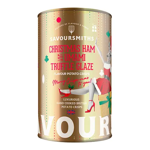Savoursmiths Christmas Ham with Umami Truffle Glaze Flavour Potato Crisps in Tin 100g