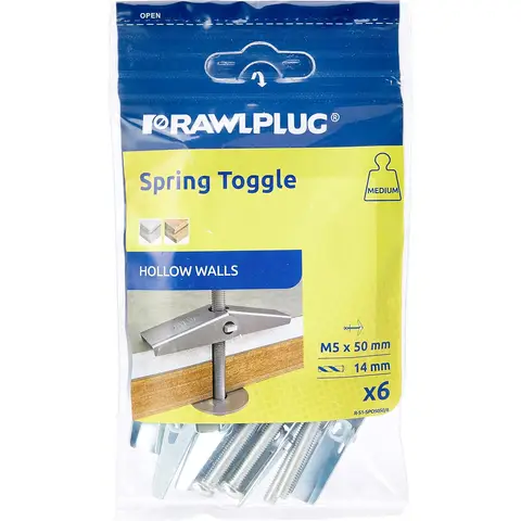 RAWLPLUG Spring Toggle M5 x 50mm Card of 6