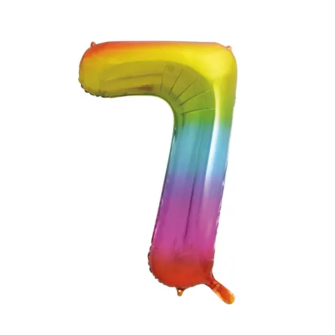 Unique Party Giant Number 7 Balloon, Rainbow, 86cm