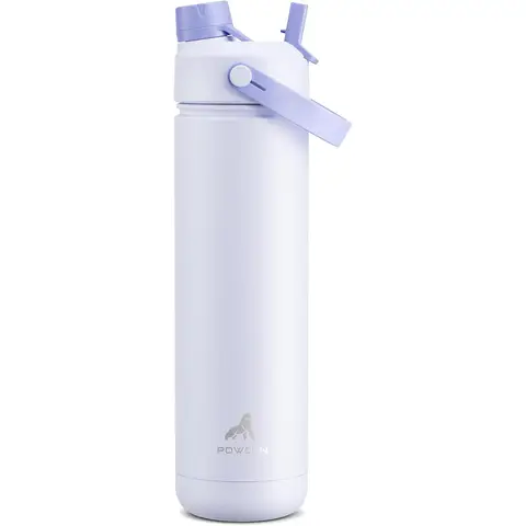 POWCAN by Meoky 26oz Dual-Opening Sports Water Bottle with Carry Handle –Gray Purple, New Year Sale , Top gift picks
