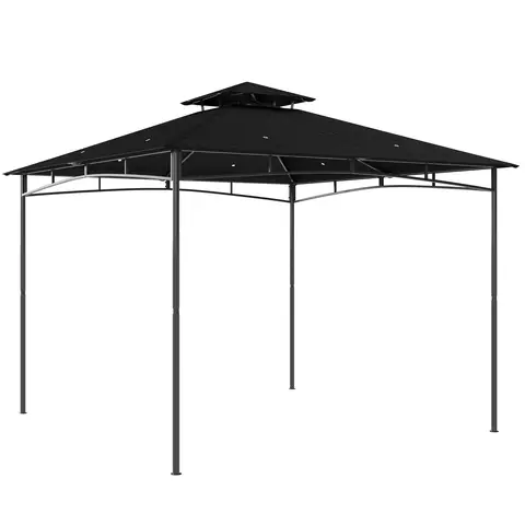 Outsunny 3 x 3 m Gazebo, Garden Gazebo with 2-Tier Roof, Metal Frame, Adjustable Roof Struts, Weather-Resistant Outdoor Canopy Tent for Garden, Patio, Camping, Picnic, Instant Event, Black