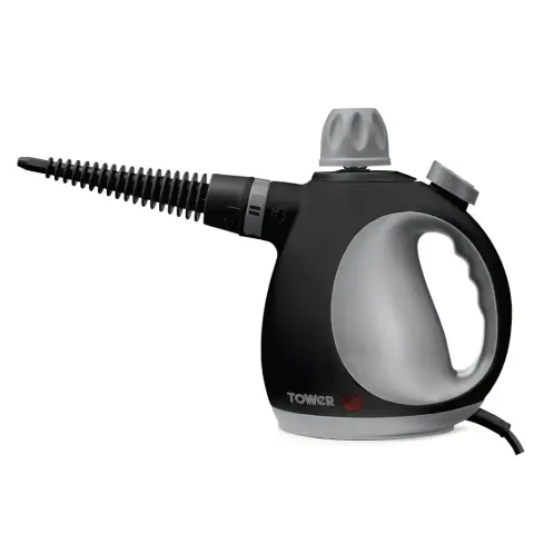 Tower T134000PL Corded Handheld Steam Cleaner with 9 Accessories, 1050W, Platinum