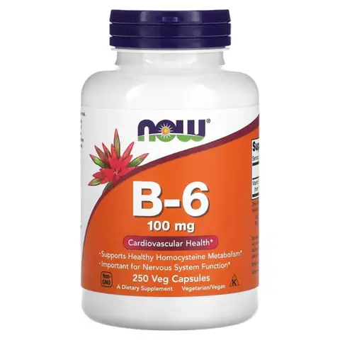 NOW Foods Vitamin B6 Energy Metabolism 100mg Capsules - 250 Capsules