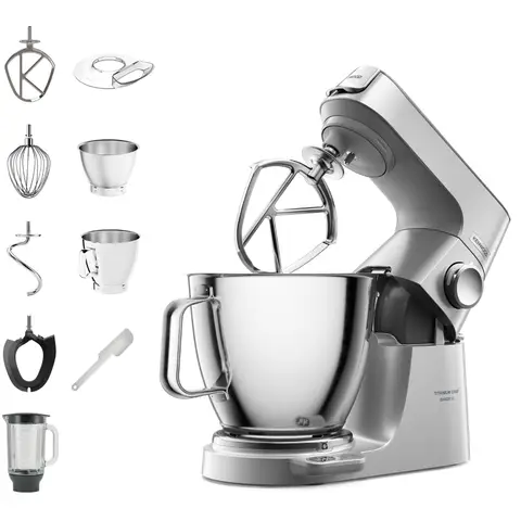 Kenwood Küchenmaschine Titanium Chef Baker XL (KVL85.124SI) mit integrierter Waage und 2 Rührschüsseln - 7 l und 5 l - 1200W, inkl. 4tlg. Patisserie-Set, silber