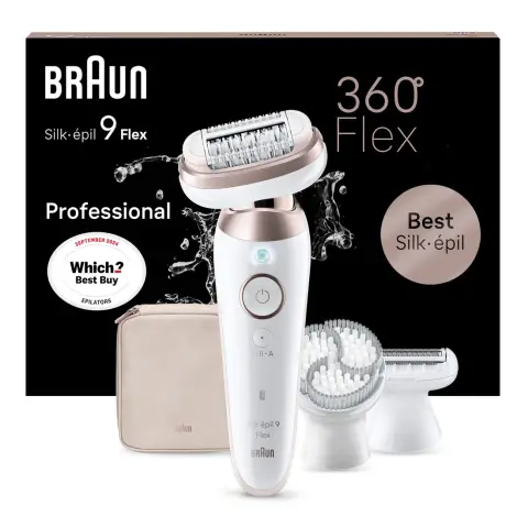 Braun Silk-épil 9 Flex, Epilator For Easy Hair Removal, 9-060 3D, White/Rose Titan