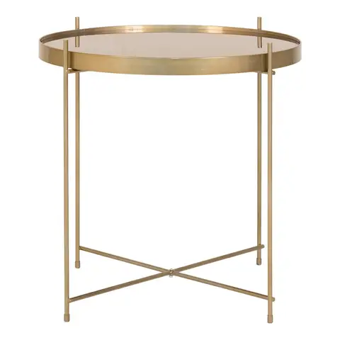 HOUSE NORDIC Table basse, acier laqué en laiton, verre, Ø 48 x H 48 cm