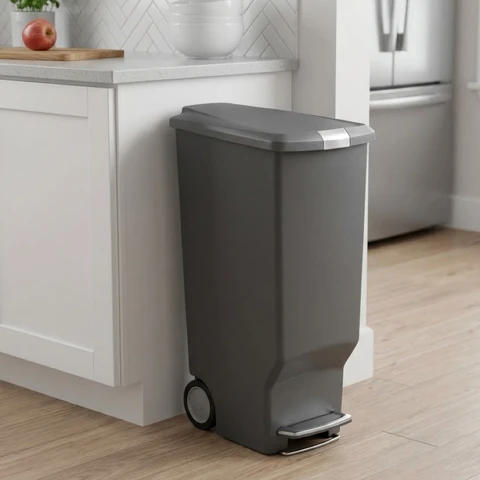 Simplehuman 40L Plastic Slim Pedal Bin, Grey