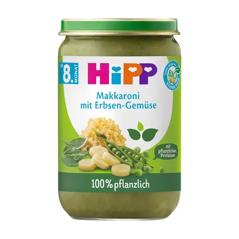 HiPP Bio Makkaroni mit Erbsen-Gemüse, ab dem 8. Monat, 220g 6er Pack (6x220g)