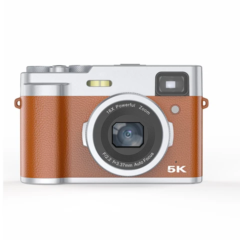 Songdian Retro-Digitalkamera 48MP – Autofokus, kompakt, 5K Ultra HD, 2,8-Zoll-LCD, optischer Sucher, für Schüler, Jugendliche und Anfänger – Braun