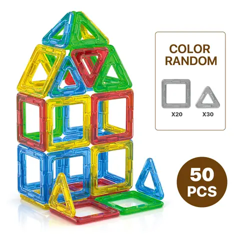 Tokky 36-Piece Magnetic Tiles Mini Building Toys, Introductory Educational Enlightenment, Strong Magnetic Attraction Structure, ABS Safe Material, Color Box Packaging CQ10
