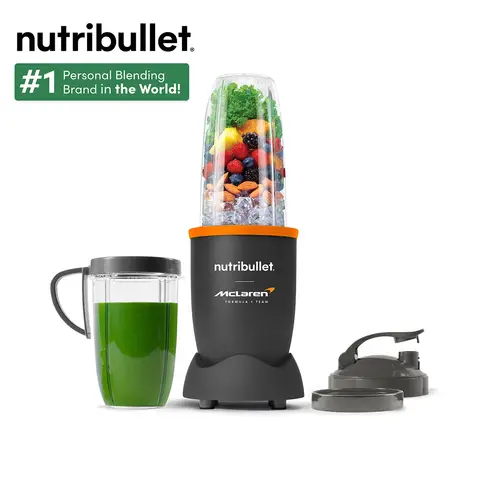 nutribullet x McLaren F1 Team 900 Series - 9pc Kit, Grey with Papaya Trim, 24,000RPM, For Frozen Fruit, Nut & Ice
