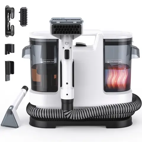 Lubluelu V8 kabelgebundener Teppichreiniger mit 15.000 Pa Saugkraft, 1400 W Heißwasserauflagepolster- und Fleckenreinigungsmaschine, großer Wassertank und langer Stromkabel für Teppiche, Sofa und Auto-Innenraum, inkl. 9 Zubehörteilen, 44 x 33 x 20 cm, 4,2 kg