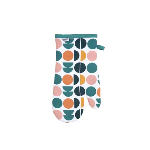 Dexam Single Oven Glove Retro Spot 100% Cotton Cotton Teal/Peach