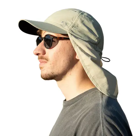 TOP-EX Men's Sunblock Waterproof Adjustable Baseball Cap with Neck Flap M/L Beige