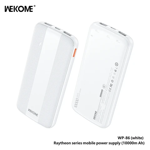 Thunderobor V10 Super Power Bank 10000mAh LeiShen Mobile Power Bank WP-86 White, Suitable for Apple, Huawei, Samsung, Xiaomi Phones