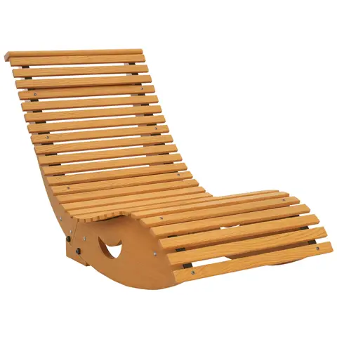 Outsunny Garden Rocking Chair with Slatted Seat and High Back, Outdoor Wooden Chair with S Shape, Patio Rocker Chair, for Balcony, Outdoor, Garden, Light Brown