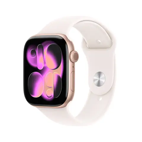 Apple Watch Series 11 GPS 46mm Roségold Aluminium-Gehäuse mit Light Blush Sportarmband - S/M