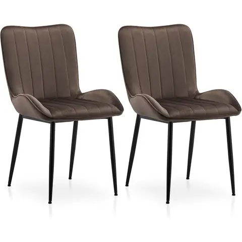 CLIPOP Dining Chairs Set of 2 Velvet Upholstered Seat with Backrest and Metal Legs, Lounge Reception Kitchen Counter Chairs for Home Office Living Room Commercial 0206 brown 45*41*88 cm