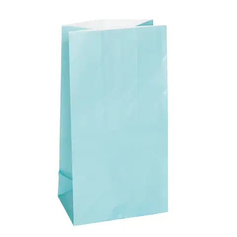 Unique Party Paper Party Bags, Light Blue, 12 Pack