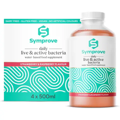 Symprove Live & Active Water-Based Hydration Support Supplement Strawberry & Raspberry Flavour - 4 Week Pack
