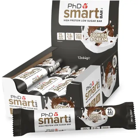 PhD Smart Protein Nutrition Bar Cookies & Cream Flavour - 12 x 64g