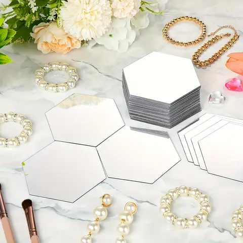 12pcs PVC mirror-finish hexagonal stickers, can be spliced ​​together, artistic decoration.11*12.6cm