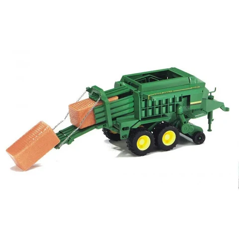 bruder 02017 - John Deere Großballenpresse mit 2 Quaderballen - 1:16 Ballenpresse, Landwirtschaft, Bauernhof, Erntemaschine, Feldarbeit, Traktoranhänger, Stroh, Heu, Rundballen