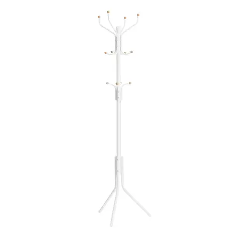 SONGMICSHOME  Metal Hall Tree, Freestanding Coat Rack with 12 Hooks for Entryway, Clothes and Hats, White