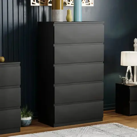 Vida Designs Drawer Chest Denver 5 Drawer Black
