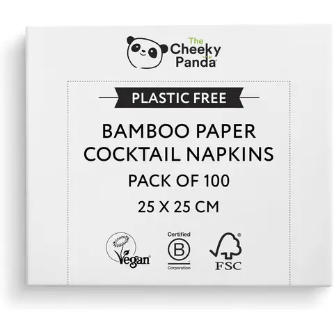 The Cheeky Panda Plastic Free Cocktail Napkins Pack of 100