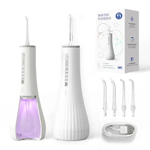 BAIR CARE M11 Water Flosser with UV Sterilization (99.9% Bacteria Removal), 360ml Extra Large Tank, Nozzle Storage, Rechargeable USB-C, 30-Day Battery Life, 4 Cleaning Modes, IPX7 Waterproof for Braces & Travel
