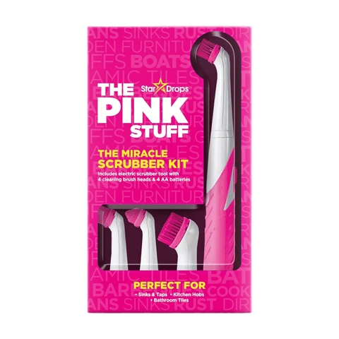 The Pink Stuff Miracle Scrubber Kit - Electric Scrubber Cleaning Tool Plus 4 Cleaning Brush Heads