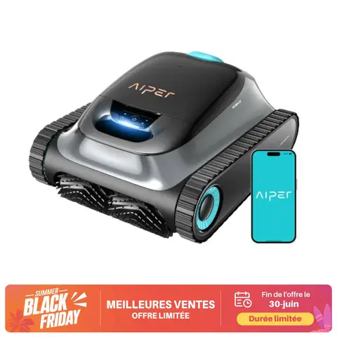 [Offres d'été avec livraison gratuite] Aiper Scuba S1 Robot Piscine, Plan Hebdomadaire Personnalisé, Autonomie de 270 Min, Filtration Ultra-Fine, Nettoyage Fond/Parois/Ligne d’Eau, Navigation 11 Capteurs, Contrôle Via App