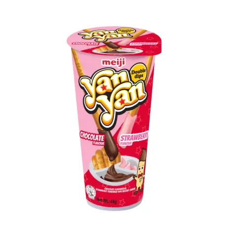 Meiji Yan Yan Biscuit Sticks with Double Cream Flavoured Dip 44g 明治欣欣杯双倍奶油口味蘸酱饼干棒 44g